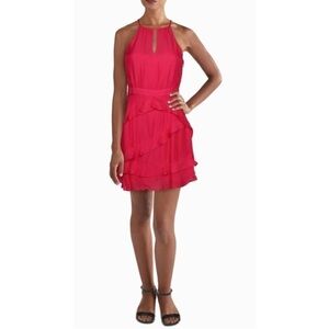 Parker Pink Ruffled Silk Mini Dress | 4